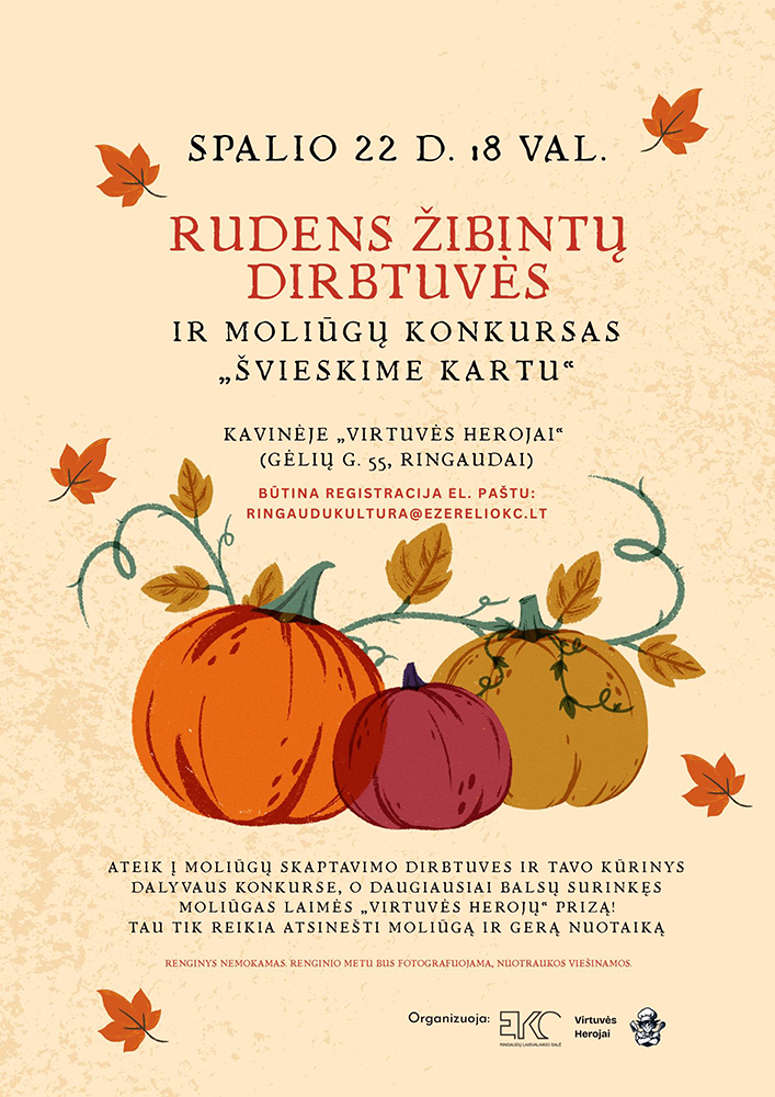 Rudens žibintų dirbtuvės plakatas